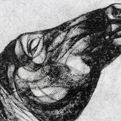 Alternate image for Black and White Surrealist Horse Painting 2019 Moving Horse