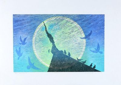 Alternate image for Signed Blue Moonlight Print from Thailand Nighttime I