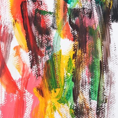 Alternate image for Authentic Vertical Elephant Art Painting from Thailand Lively City