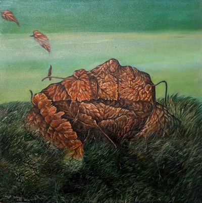 Alternate image for Surrealist Painting of a Leafy Face from Bali 2018 Back to Ground