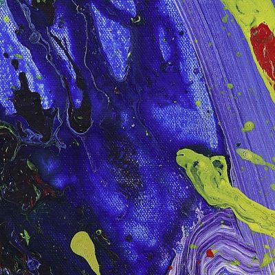 Alternate image for Signed Original Abstract Painting from India Splash of Colors