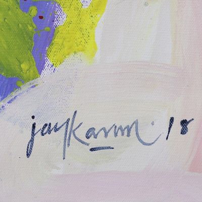 Alternate image for Signed Original Abstract Painting from India Splash of Colors