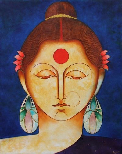 Image for Hindu Queen Satyavati Original Fine Art Painting Satyavati