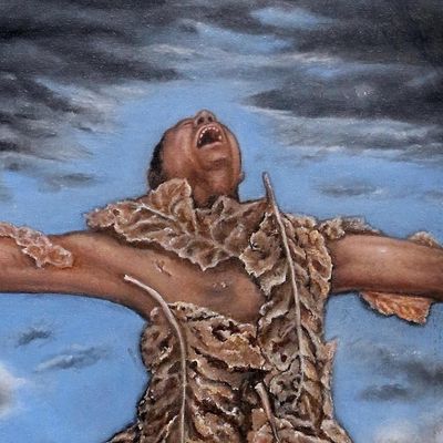 Alternate image for Surrealist Painting of a Leafy Man from Bali 2019 Back to Nature II