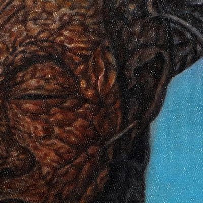 Alternate image for Surrealist Painting of a Leafy Face Above Water 2018 Back to Water