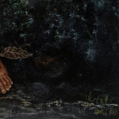 Alternate image for Surrealist Painting of a Person Made of Leaves 2019 Back to Nature I