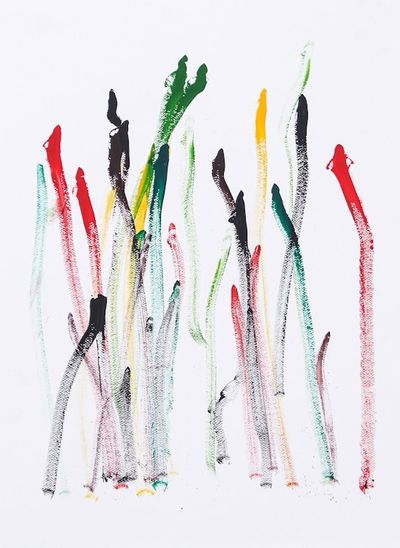 Alternate image for Colorful Acrylic Abstract Painting by Young Elephant Artist Jungle Festive II