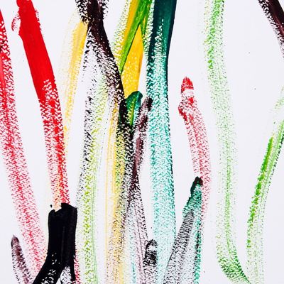 Alternate image for Colorful Acrylic Abstract Painting by Young Elephant Artist Jungle Festive II