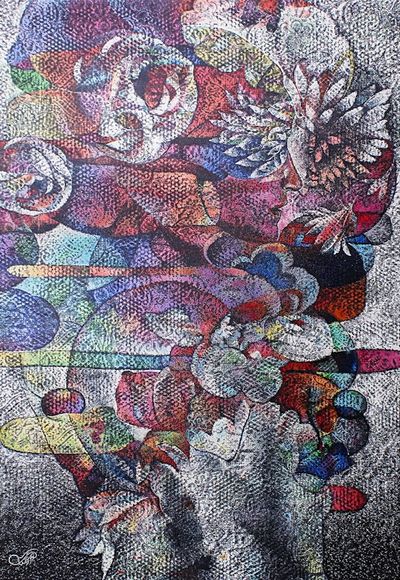 Alternate image for Signed Stretched Floral Acrylic Painting with Colorful Hues Beauty is in The Mind