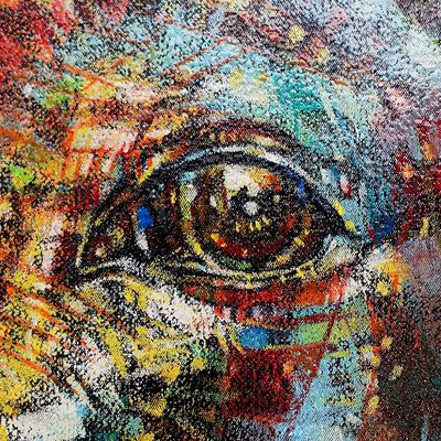 Alternate image for Stretched Acrylic Painting of Horse on Black Background Horse in Black Scene