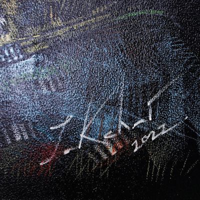 Alternate image for Stretched Acrylic Painting of Horse on Black Background Horse in Black Scene