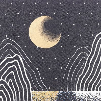 Alternate image for Midnight Mountain Landscape Painting from Thailand Night Mountain I