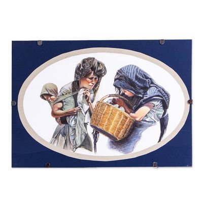 Alternate image for Signed and Mounted Portrait of Michoacan Women from Mexico The Little Merchant Girl