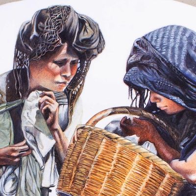 Alternate image for Signed and Mounted Portrait of Michoacan Women from Mexico The Little Merchant Girl