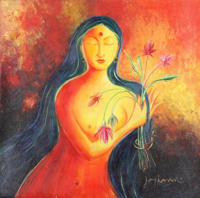 Alternate image for Signed Acrylic Expressionist Painting of a Woman Hope of Love