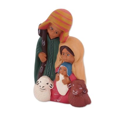 Alternate image for Hand-Painted Ceramic Andean Nativity Sculpture from Peru Andean Christian Family