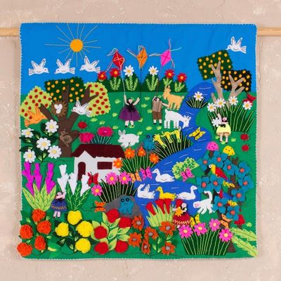 Alternate image for Applique Wall Hanging Andean Folk Art A Spring Day