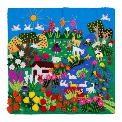 Alternate image for Applique Wall Hanging Andean Folk Art A Spring Day
