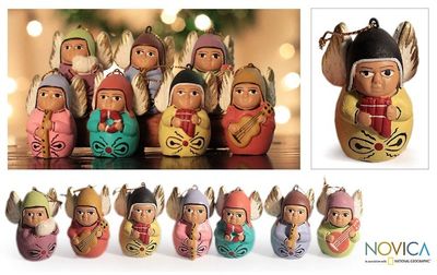 Alternate image for Unique Christmas Ceramic Ornaments Set of 7 Angel Choir