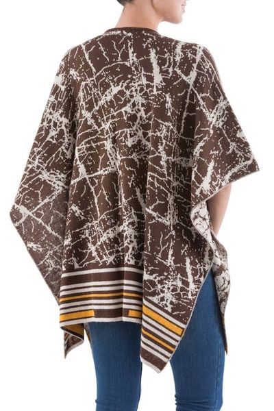 Alternate image for Reversible Alpaca Blend Ruana in Mahogany from Peru Mahogany Woods