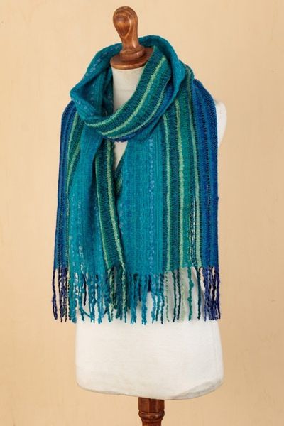 Alternate image for Unisex Striped Colorful Baby Alpaca Blend Scarf from Peru Planet Colors