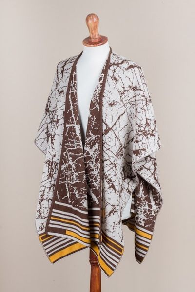 Alternate image for Reversible Alpaca Blend Ruana in Mahogany from Peru Mahogany Woods