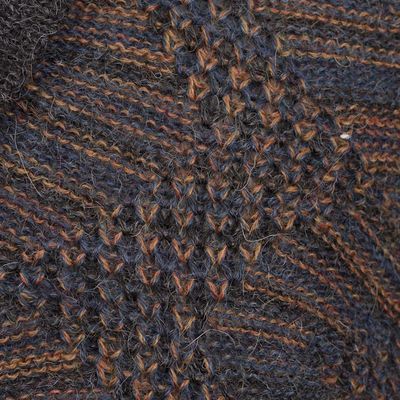 Alternate image for Azure and Sunrise Mens 100 Alpaca Cardigan from Peru Warm Waves