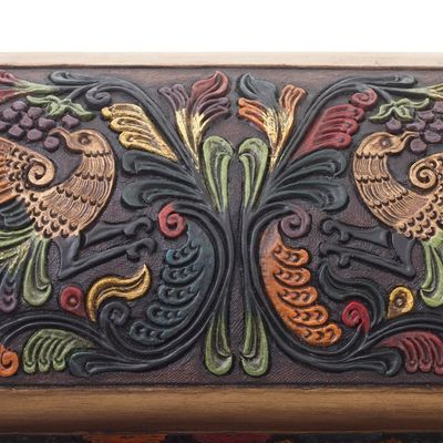 Alternate image for Multicolor Wood and Leather Jewelry Box from Peru Antique Treasure