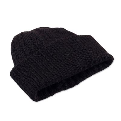 Alternate image for 100 alpaca hat Black Braid Cascade