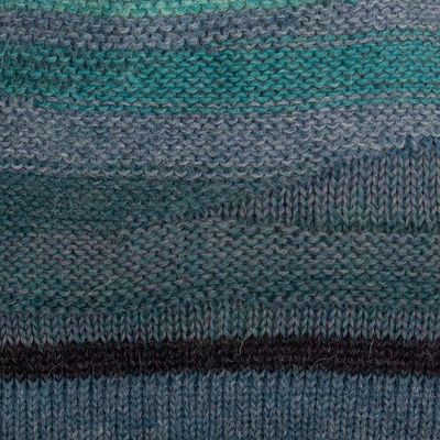 Alternate image for Knit 100 Alpaca Hat in Blue and Teal Shades from Peru Shades of Blue