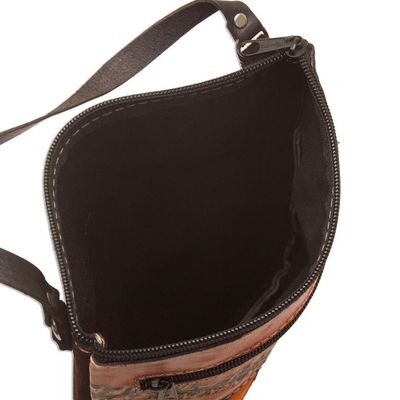 Alternate image for Llama Pattern Leather Accented Suede Sling in Brown Mountain Llama