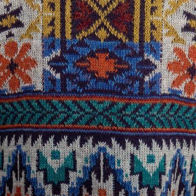 Alternate image for Traditional Knit Baby Alpaca Blend Cardigan from Peru Flower of the Andes