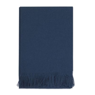 Alternate image for 100 Baby Alpaca Throw Blanket in Solid Teal from Peru Blissful Dream in Teal