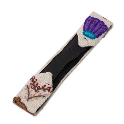 Alternate image for Llama Pattern Wool Headband in Alabaster from Peru Llama Procession