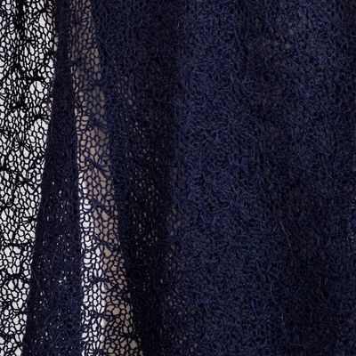 Alternate image for Textured 100 Baby Alpaca Scarf in Navy from Peru Midnight Blue Gossamer
