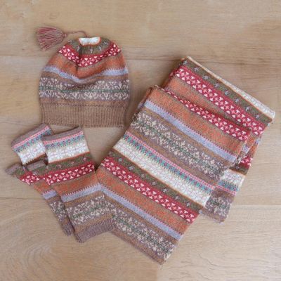 Alternate image for Earth-Tone 100 Alpaca Knit Hat from Peru Inca Earth