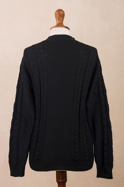 Alternate image for Eco Friendly Black Cable Knit Open Front Cardigan Black Cable Classic