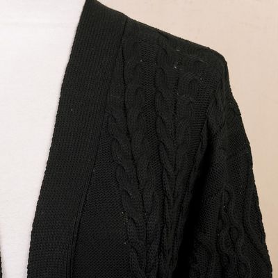 Alternate image for Eco Friendly Black Cable Knit Open Front Cardigan Black Cable Classic