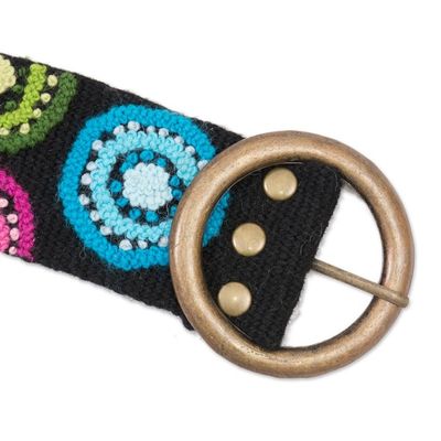Alternate image for Multicolored Embroidered Wool Belt from Peru Andean Multicolor