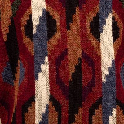 Alternate image for Inca-Inspired 100 Alpaca Cardigan Sweater in a Kimono Style Ceremonial Icons