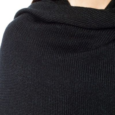Alternate image for Alpaca Wool Solid Black Wrap Ruana Bold Black