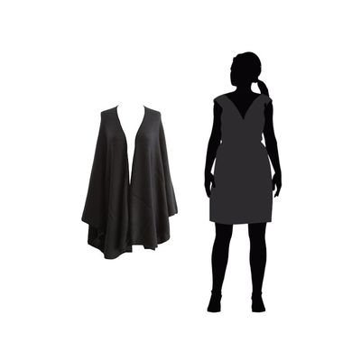 Alternate image for Alpaca Wool Solid Black Wrap Ruana Bold Black
