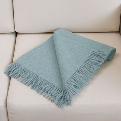 Alternate image for 100 Baby Alpaca Throw Blanket in Solid Aqua from Peru Blissful Dream in Aqua