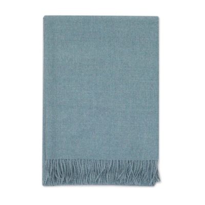 Alternate image for 100 Baby Alpaca Throw Blanket in Solid Aqua from Peru Blissful Dream in Aqua