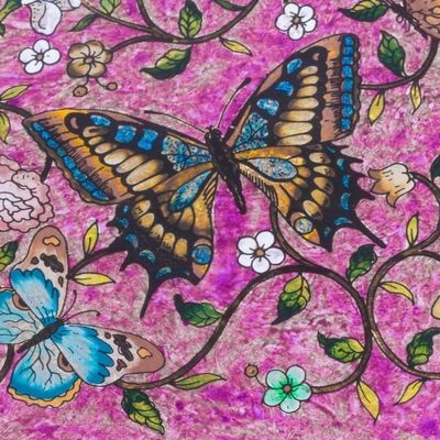 Alternate image for Reverse Painted Glass Decorative Box with Butterflies Purple Winter Butterflies