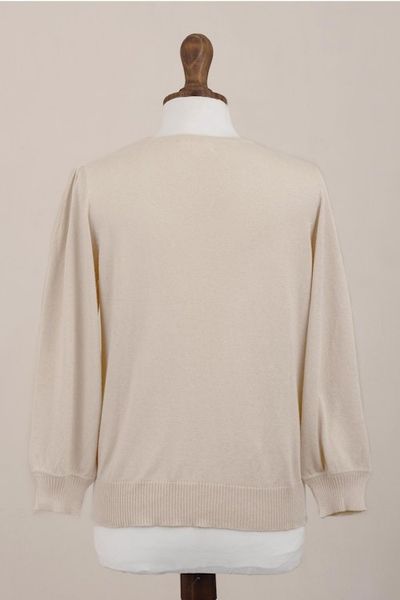 Alternate image for Knit Cotton Blend Pullover in Beige from Peru Champagne Spring