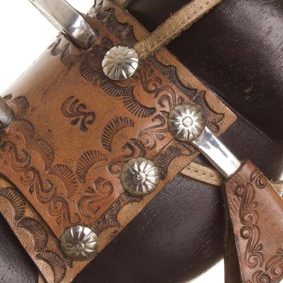 Alternate image for Cedar and Leather Horse Sculpture Carved by Hand Proud Horse