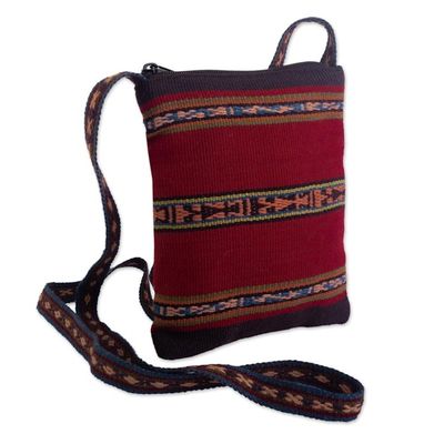 Alternate image for Hand Loomed Alpaca Shoulder Sling Bag Cusco Glyphs