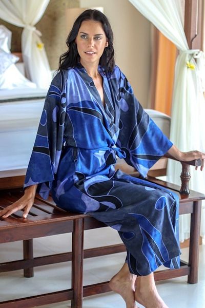 Alternate image for Indonesian Batik Patterned Robe Through the Seas