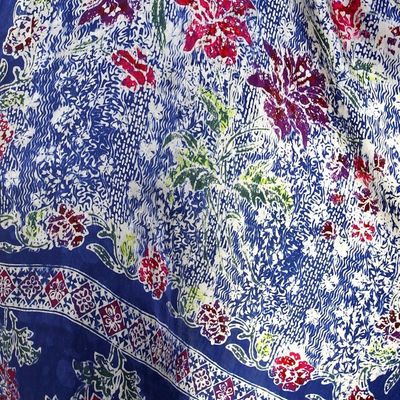 Alternate image for Blue Batik Silk Shawl Sapphire Mums